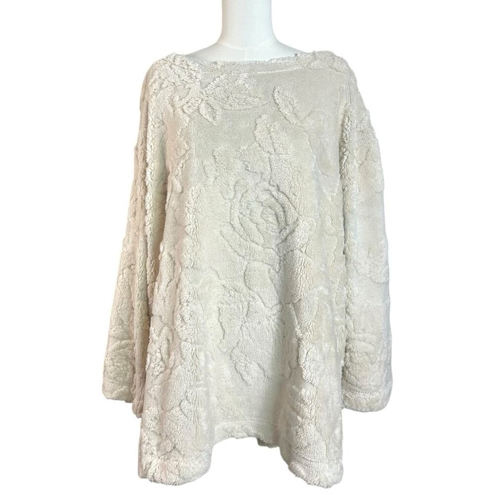 Free People Oversized Romantic Calla Sherpa Pullover Ivory Floral Medium NWT - Picture 7 of 13